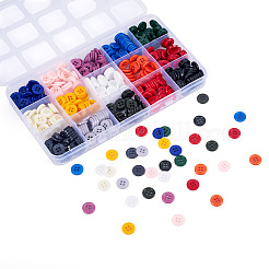 450Pcs 15 Styles Resin Buttons&nbsp;RESI-TA0004-13