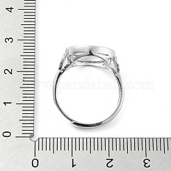 Flat Round Adjustable 925 Sterling Silver Ring Components&nbsp;STER-G042-07P