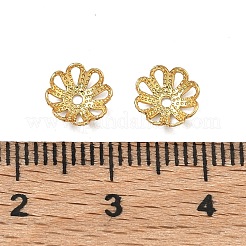 フラワーグレードaaa真鍮製ファンシービーズキャップ  カドミウムフリー＆ニッケルフリー＆鉛フリー  18KGP本金メッキ  7x3mm  穴：1mm&nbsp;KK-O093-15-NR