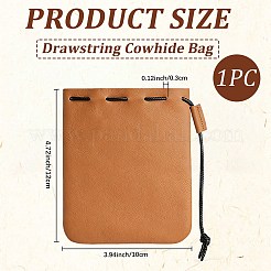 革製の巾着袋  長方形  ペルー  12x10x0.3cm&nbsp;ABAG-CL0001-38B