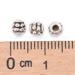 チベット風合金ビーズ  鉛フリー＆カドミウムフリー  バレル  アンティークシルバー  4x4mm  穴：2mm  約9800個/1000g&nbsp;LF0279Y-01