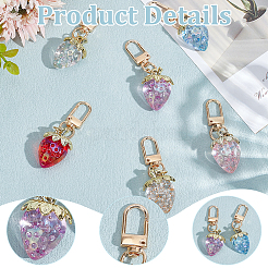 6Pcs 6 Colors Strawberry Acrylic Pendant Decoration&nbsp;HJEW-ME00007