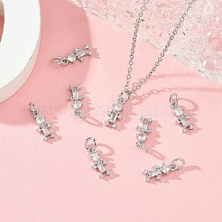 シェグレース 真鍮製マイクロパヴェ クリアキュービックジルコニアチャーム  人間のチャーム  カドミウムフリーと鉛フリー＆ニッケルフリー  長持ちメッキ  プラチナ  12x6x2.5mm  穴：3.5mm&nbsp;XGRQ64407-873P