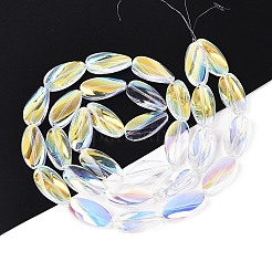 電気メッキ透明ガラスビーズ連売り  ティアドロップ  クリアAB  26x13x5.5~7mm  穴：1.5mm  約30個/連  30.12~30.51インチ（76.5~77.5cm）&nbsp;EGLA-N055-02B