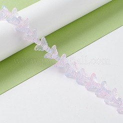 透明なガラスビーズ連  蝶  パールピンク  8x15x4.5mm  穴：1mm  約60個/連  13.78~14.17インチ（32cm〜35cm）&nbsp;GLAA-K002-02D