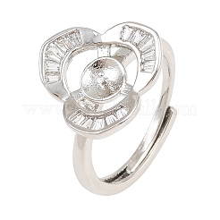 Brass Micro Pave Cubic Zirconia Adjustable Ring Components&nbsp;KK-CBAC351-02P