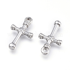 変色しにくい304ステンレススチールペンダント  クロス  ステンレス鋼色  22.5x13x3mm  穴：2.5mm&nbsp;STAS-F240-11P