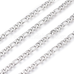 変色しにくい304ステンレススチール製フィガロチェーン  スプールで  溶接されていない  ステンレス鋼色  リンク：9x4x0.8mmと6.5x4x0.8mm  約32.8フィート（10m）/ロール&nbsp;CHS-M003-12P-B
