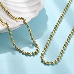 女性用真鍮ボールチェーンネックレス  ラックめっき  長持ちメッキ  カドミウムフリー＆鉛フリー  18KGP本金メッキ  16.32インチ（41.45cm）&nbsp;NJEW-U035-02G