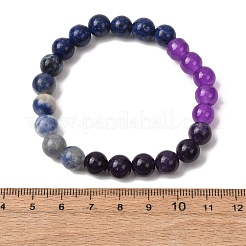 Natural Picture Jasper & African Turquoise & Glass Beads Stretch Bracelets for Women Men&nbsp;BJEW-P398-01E