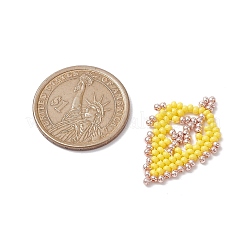 シードビーズ ビーズチャーム  葉のペンダント  ゴールド  36x19x2mm  穴：0.6mm&nbsp;PALLOY-MZ00285-03