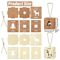 1セット6個、2スタイル、クリスマススクエアスプライシング木製オーナメント、ミックスカラー  混合図形  6x6cm&nbsp;ST-CJ0040-001
