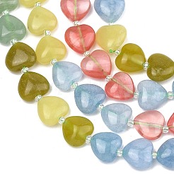 Gradient Color Cherry Quartz Glass & Natural Dyed White Jade & Lemon Jade & Green Aventurine Beads Strands&nbsp;G-B185-A15
