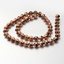 電気メッキ非磁性合成ヘマタイトビーズ連売り  ポリゴン  銅メッキ  8x8mm  穴：1mm  約51個/連  15.7インチ&nbsp;G-F300-29B-08