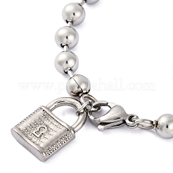 304ステンレススチールブレスレット  ステンレス鋼色  ロック  7-5/8インチ（19.4cm）&nbsp;BJEW-M001-01P-02