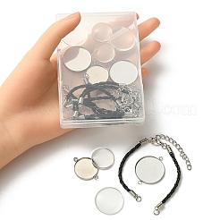 DIY ブランク ドーム リンク ブレスレット メイキング キット  pu レザー コード ブレスレット作りを含む  フラットラウンド304ステンレススチールカボションコネクタセッティング  ガラスカボション  ステンレス鋼色  18個/箱&nbsp;DIY-YW0006-48