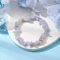Natural Blue Lace Agate Chip Beaded Stretch Bracelets&nbsp;BJEW-JB10868-03