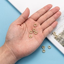 真鍮製キュービックジルコニアヨーロピアンビーズ  ロンデル  ゴールドカラー  8x3mm  穴：4mm&nbsp;ZIRC-F001-101G