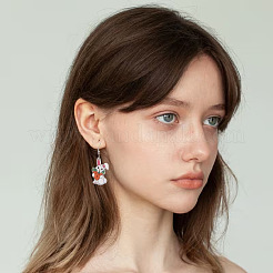 イースターのアクリルダングルイヤリング  ニンジンとウサギ  プラチナ  カラフル  50x18mm&nbsp;FS-WGB0714-01