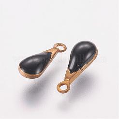 Antique Golden Plated Brass Enamel Teardrop Charms&nbsp;KK-Q571-01H
