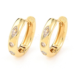 Brass Clear Cubic Zirconia Hoop Earrings&nbsp;EJEW-L277-02G