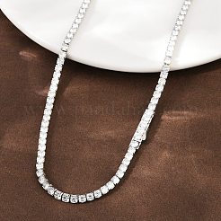 925 Sterling Silver Pave Crystal Cubic Zirconia Tennis Necklaces for Women&nbsp;NJEW-C096-01B-P02