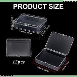 透明プラスチック収納ボックス  ヒンジ付き蓋付き長方形ビーズ容器  透明  11.4x8.4x2.8cm  内径：11x8のCM&nbsp;CON-WH0089-212