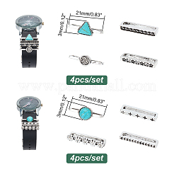 8Pcs 8 Style Half Round & Triangle Synthetic Turquoise Watch Band Charms Set&nbsp;MOBA-PH0001-12