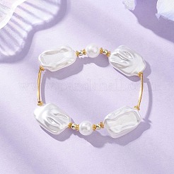 Rectangle ABS Plastic Imitation Pearl Stretch Bracelets&nbsp;BJEW-JB12612