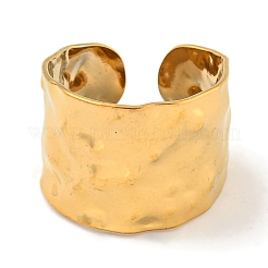 Ion Plating(IP) 304 Stainless Steel Hammered Open Cuff Ring&nbsp;RJEW-A043-08G