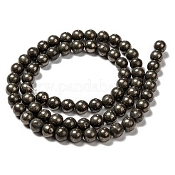 天然石パイライトビーズ連売り  ラウンド  6mm  穴：1mm  約64個/連  38のCM。&nbsp;G-L031-6mm-01