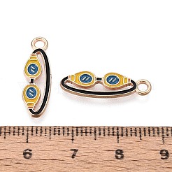合金とエナメルのペンダント  ダイビングゴーグルチャーム  ゴールドカラー  きいろ  21x6.5x1mm  穴：2mm&nbsp;ENAM-T021-49G