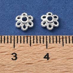 真鍮製ビーズキャップ  花  カドミウムフリー＆鉛フリー  ラックめっき  長持ちメッキ  銀  6.5x2.5mm  穴：1.4mm&nbsp;KK-C260-11S