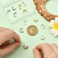 12個3色の真鍮クリアキュービックジルコニアビーズ  ムーン  ミックスカラー  10.5x8.5x3.5mm  穴：1mmと2x1mm  4個/カラー&nbsp;KK-CJ0003-80