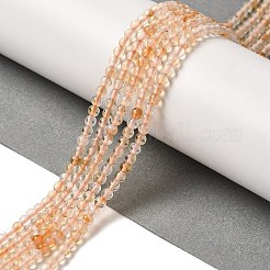 加熱された天然シトリンビーズ連売り  ラウンド  3~3.5mm  穴：0.6~0.7mm  約120~150個/連  15.16~15.55''（38.5~39.5センチメートル）&nbsp;G-B090-A25-03
