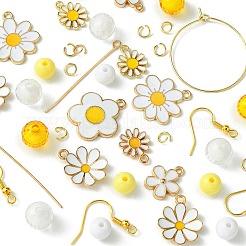 DIY Alloy Enamel Flower & Acrylic Beads Dangle Earring Making Kits&nbsp;DIY-FS0006-31