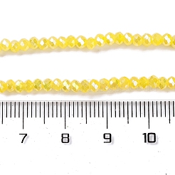 電気メッキガラスビーズ連売りを焼く  ABカラー  多面カット  ロンデル  きいろ  4x3mm  穴：1mm  約105~110個/連  38~39cm&nbsp;X-DGLA-A039-J4mm-B23