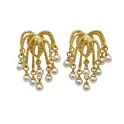 Firework Brass & Imitation Pearl Dangle Stud Earrings&nbsp;FS-WG9E3D9-01