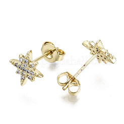 Brass Micro Pave Clear Cubic Zirconia Stud Earrings&nbsp;EJEW-T046-28G-NF