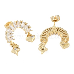 Brass Pave Clear Cubic Zirconia Stud Earrings for Women&nbsp;EJEW-S225-10G-02