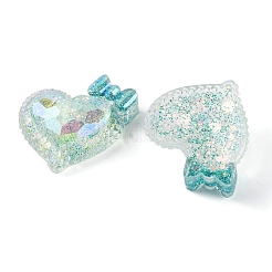Transparent Epoxy Resin Heart with Bowknot Decoden Cabochons&nbsp;CRES-M034-07C