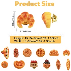 12個12スタイルのかわいい食べ物をテーマにした樹脂ピン  バックパック用合金ラペルピンバック  混合図形  ミックスカラー  15~34.5x10~35mm  1個/スタイル&nbsp;JEWB-CJ0003-12