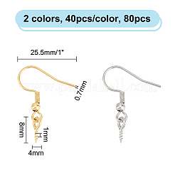 80Pcs 2 Colors 304 Stainless Steel Earring Hooks&nbsp;STAS-UN0051-94