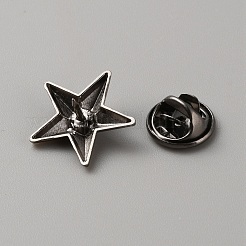 合金スターラペルピンブローチ  バックパックの服のバッジ  ガンメタ色  17x18x4mm&nbsp;LS-JEWB-WH0038-02B