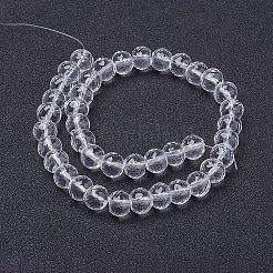 ガラスビーズ連売り  ファセットロンデル  透明  8x6mm  穴：1mm  約39個/連  7.8インチ（20cm）&nbsp;EGLA-P027-A04