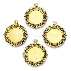 Tibetan Style Alloy Pendant Cabochon Settings&nbsp;TIBE-T003-08AG-RS