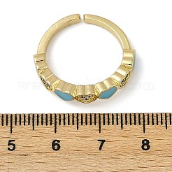 女性用真鍮マイクロパヴェクリアキュービックジルコニアエナメルカフリング  カドミウムフリー＆ニッケルフリー＆鉛フリー  ハート  18KGP本金メッキ  ミックスカラー  内径: 調節可能&nbsp;RJEW-L113-033G