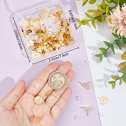 304ステンレススチールスタッドピアス金具100個  フラットラウンド  100個のプラスチック製イヤーナット  24KGP本金メッキ  5~12x7~12mm  穴：0.8mm  ピン：0.8mm&nbsp;STAS-BBC0004-87