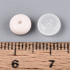 模造ヒスイのガラスビーズ  ロンデルビーズ  桃パフ  6~6.5x3.5mm  穴：1.2~1.4mm  約5000個/1000g&nbsp;DGLA-C005-B01-3x6mm-05
