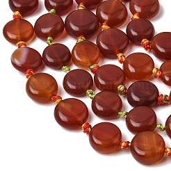 天然石カーネリアンビーズ連売り  フラットラウンド  染め＆加熱  11~12.5x5~6.5mm  穴：1~1.2mm  約28個/連  15.55~16.50''（39.5~41.9センチメートル）&nbsp;G-H342-A02-02